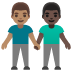 👨🏽‍🤝‍👨🏿 men holding hands: medium skin tone, dark skin tone display on Google